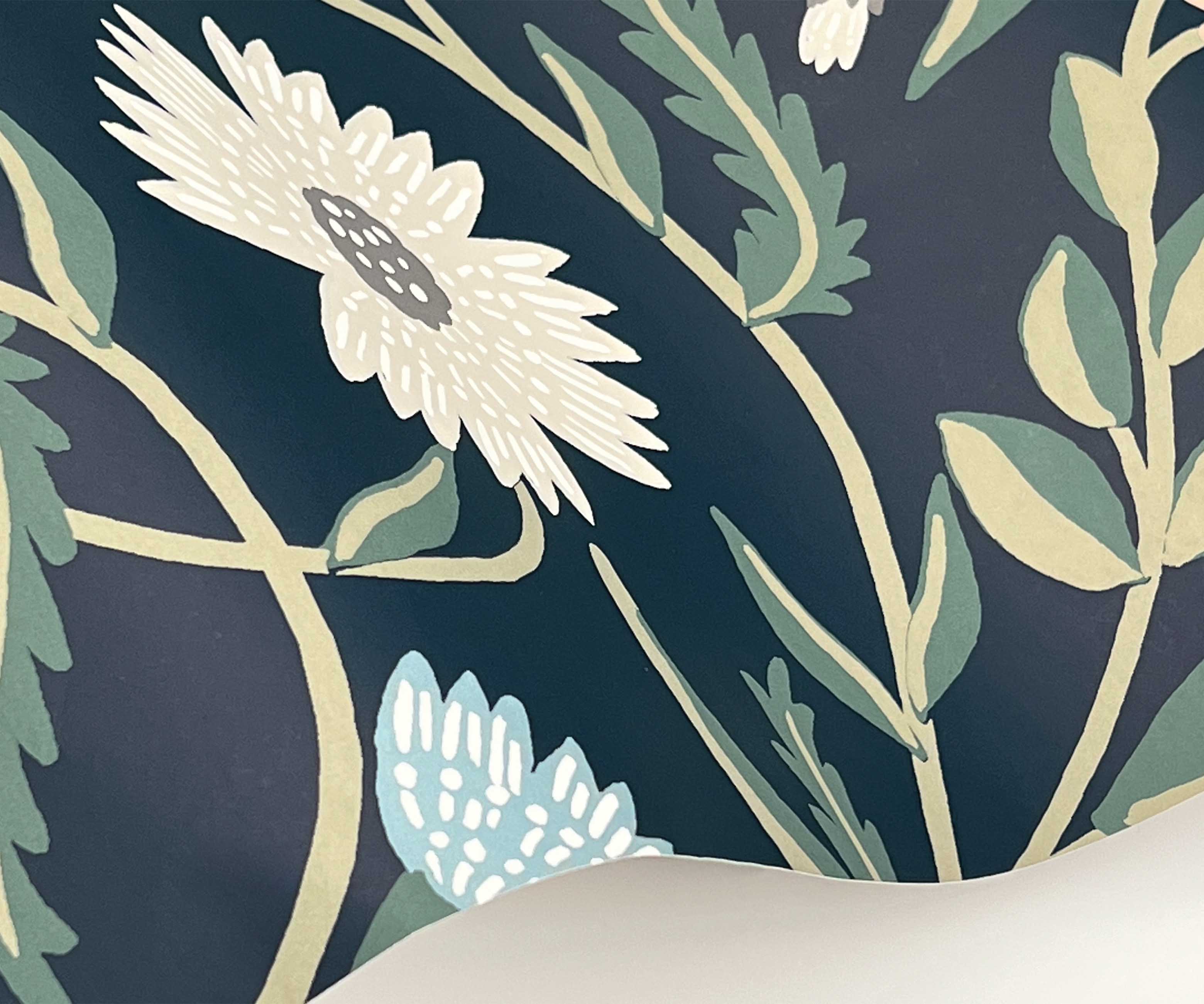 Aster Wallpaper Sample - Navy - Image 2
