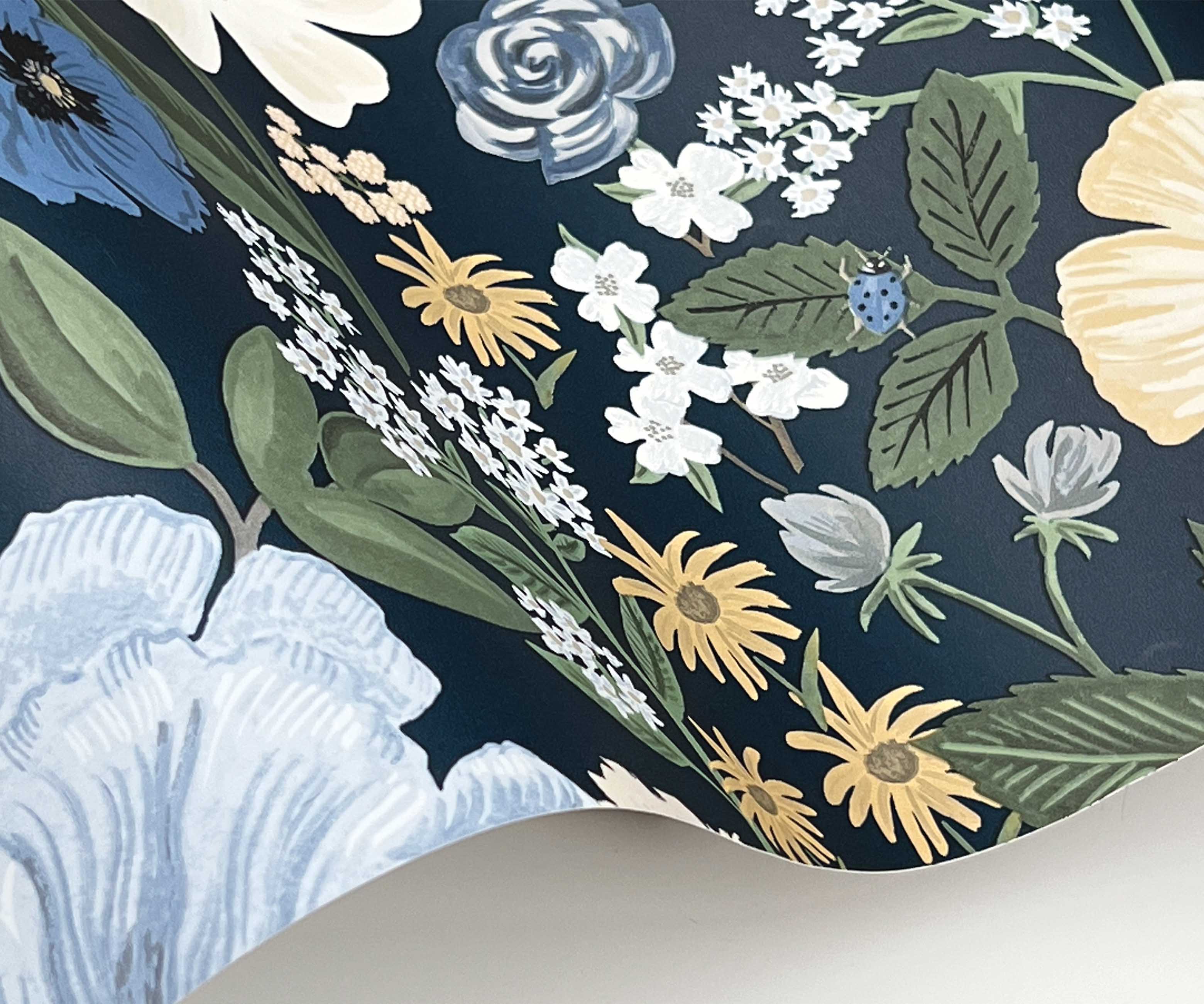 Blossom Wallpaper Sample - Navy - Image 2
