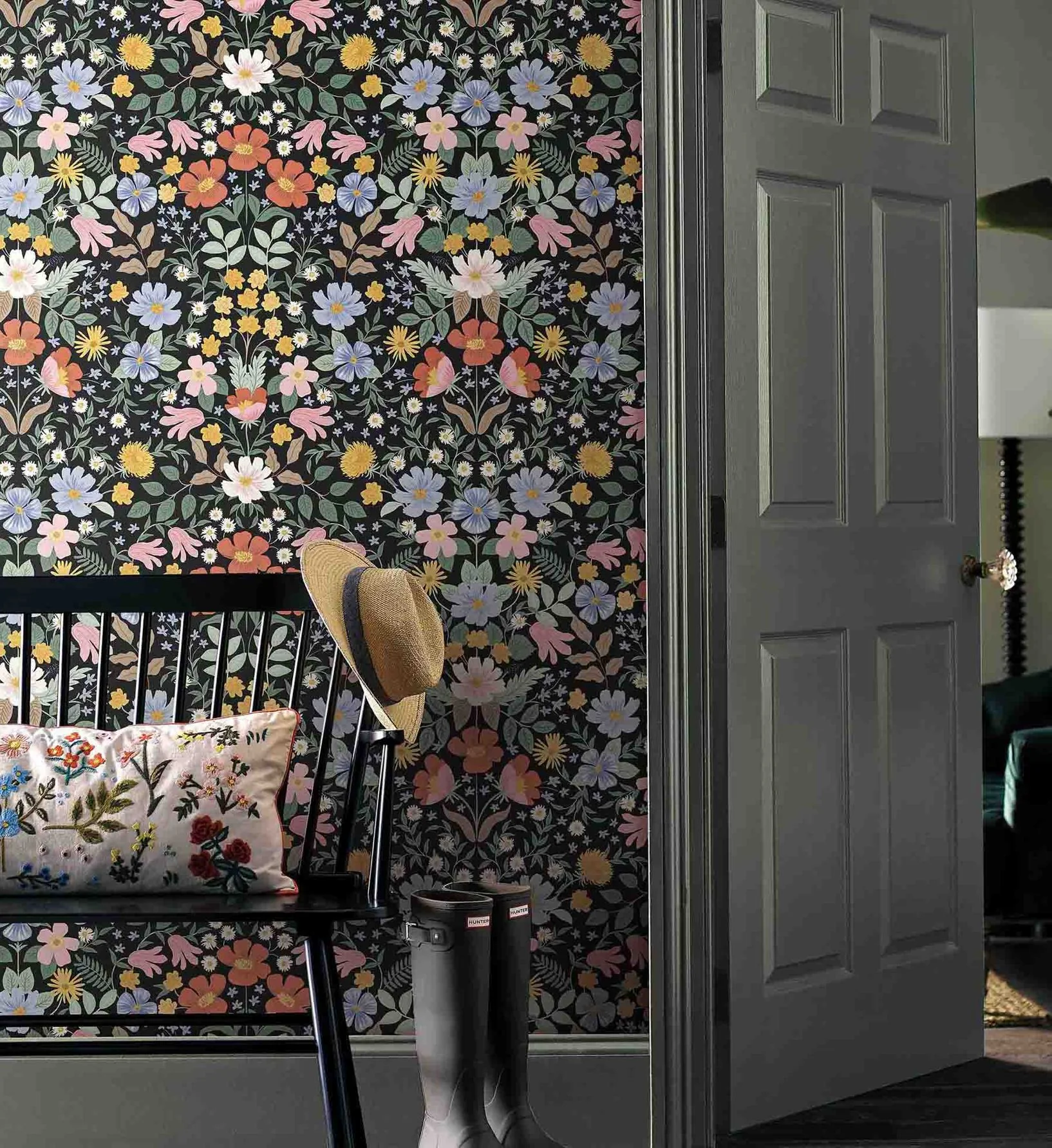 Bramble Garden Peel & Stick Wallpaper - Black - Image 2