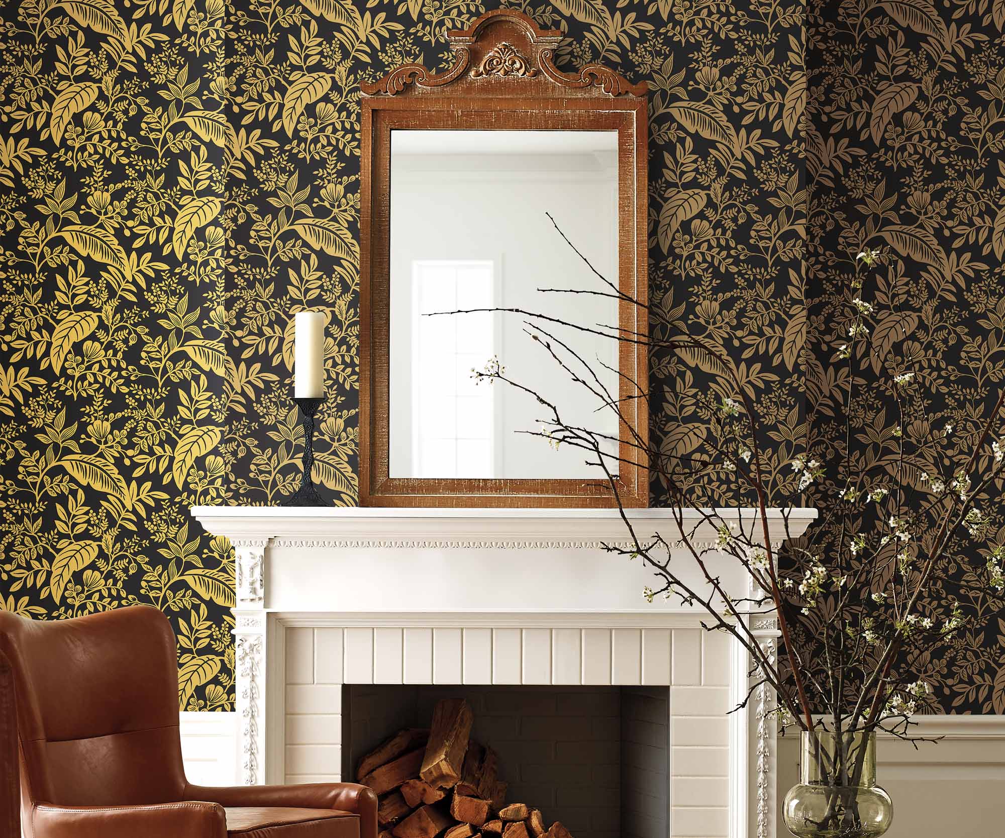 Canopy Wallpaper Sample - Metallic Gold & Black - Image 3