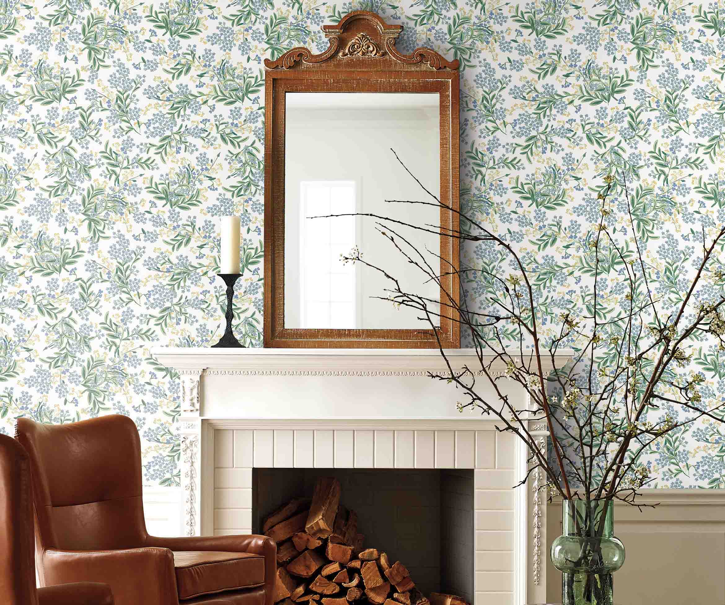 Cornflower Wallpaper Sample - White - Image 3