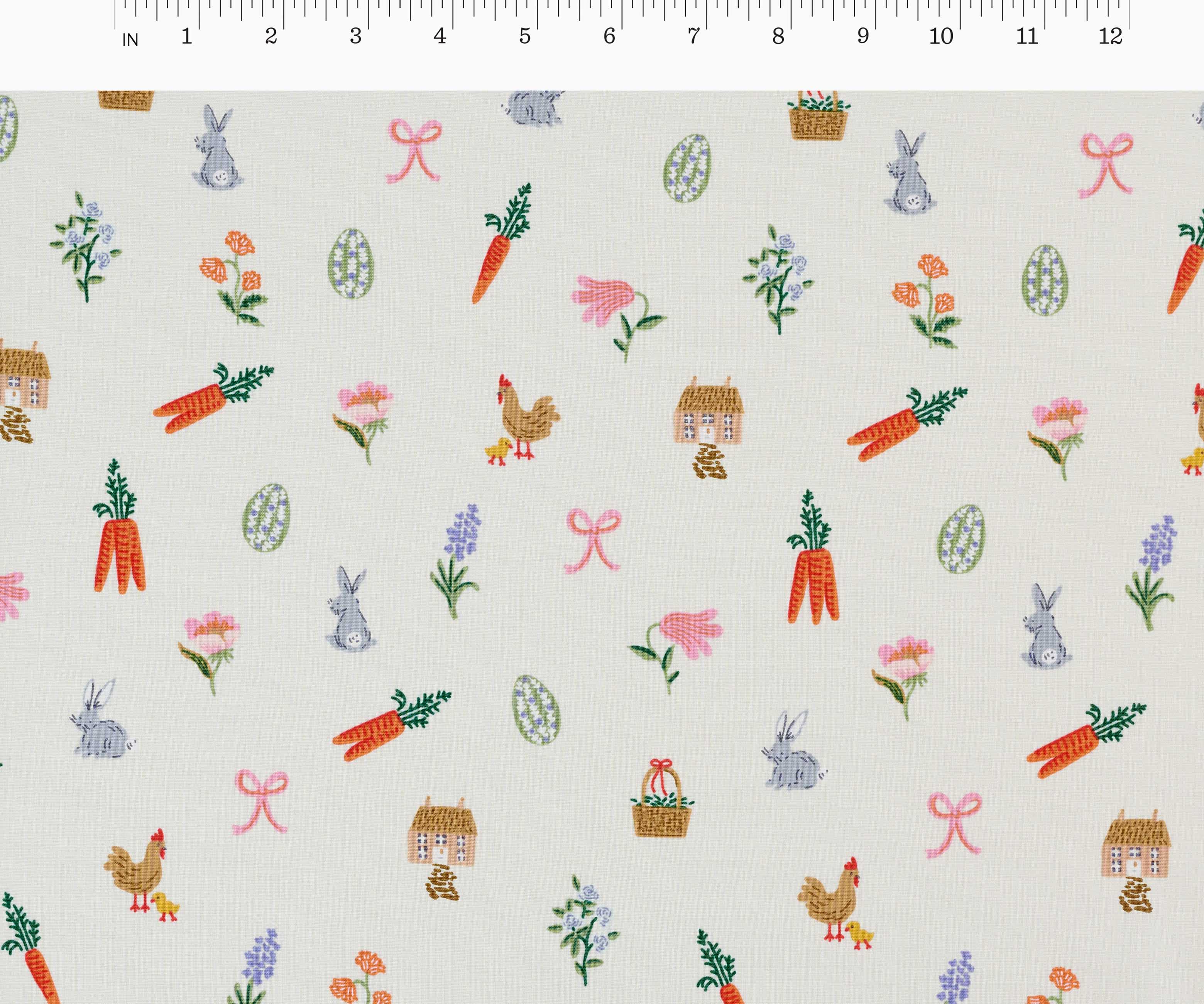 Easter Basket Cotton Fabric - Cream - Image 3