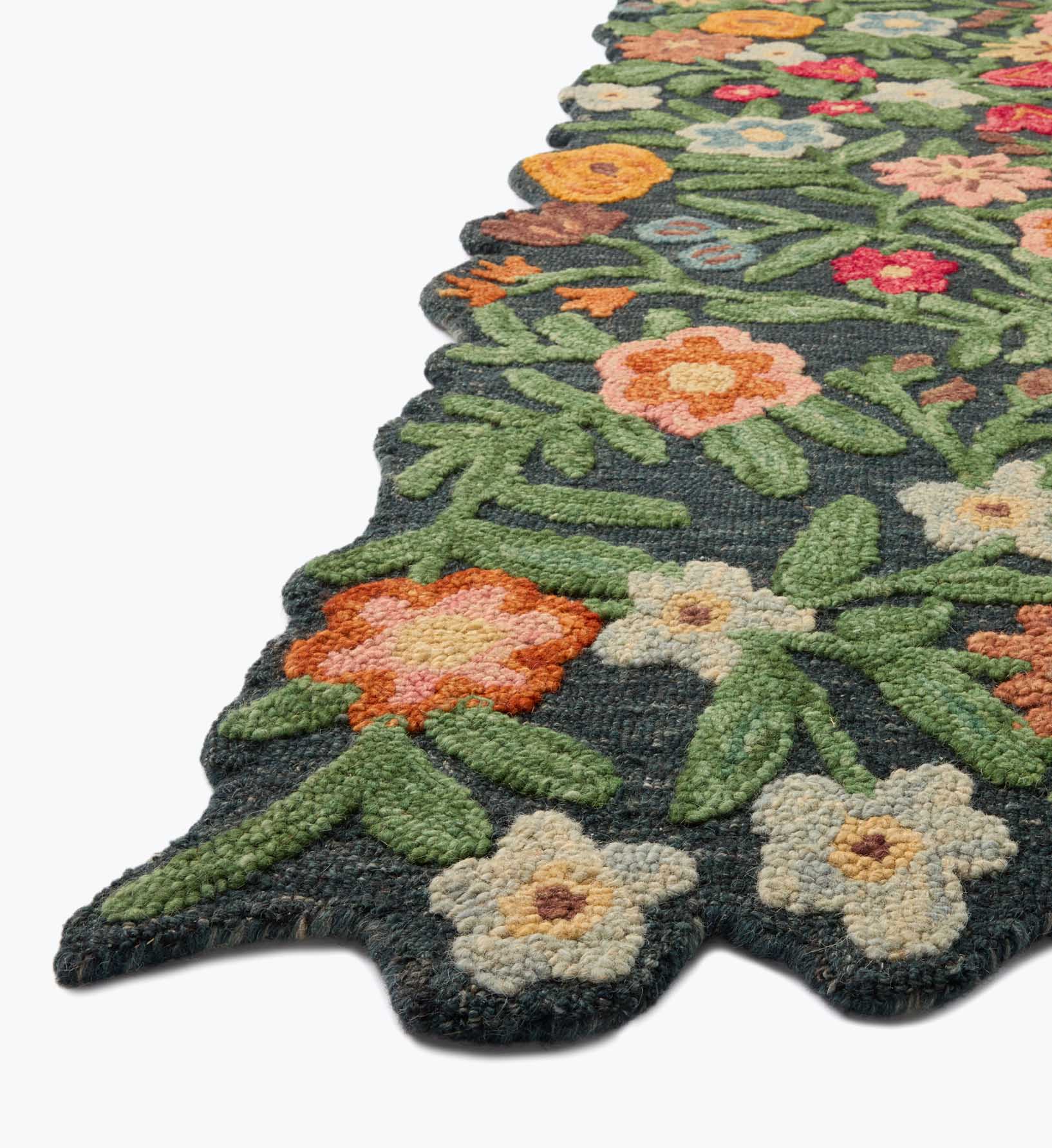 Edith Wool Hooked Rug - Navy - Image 4