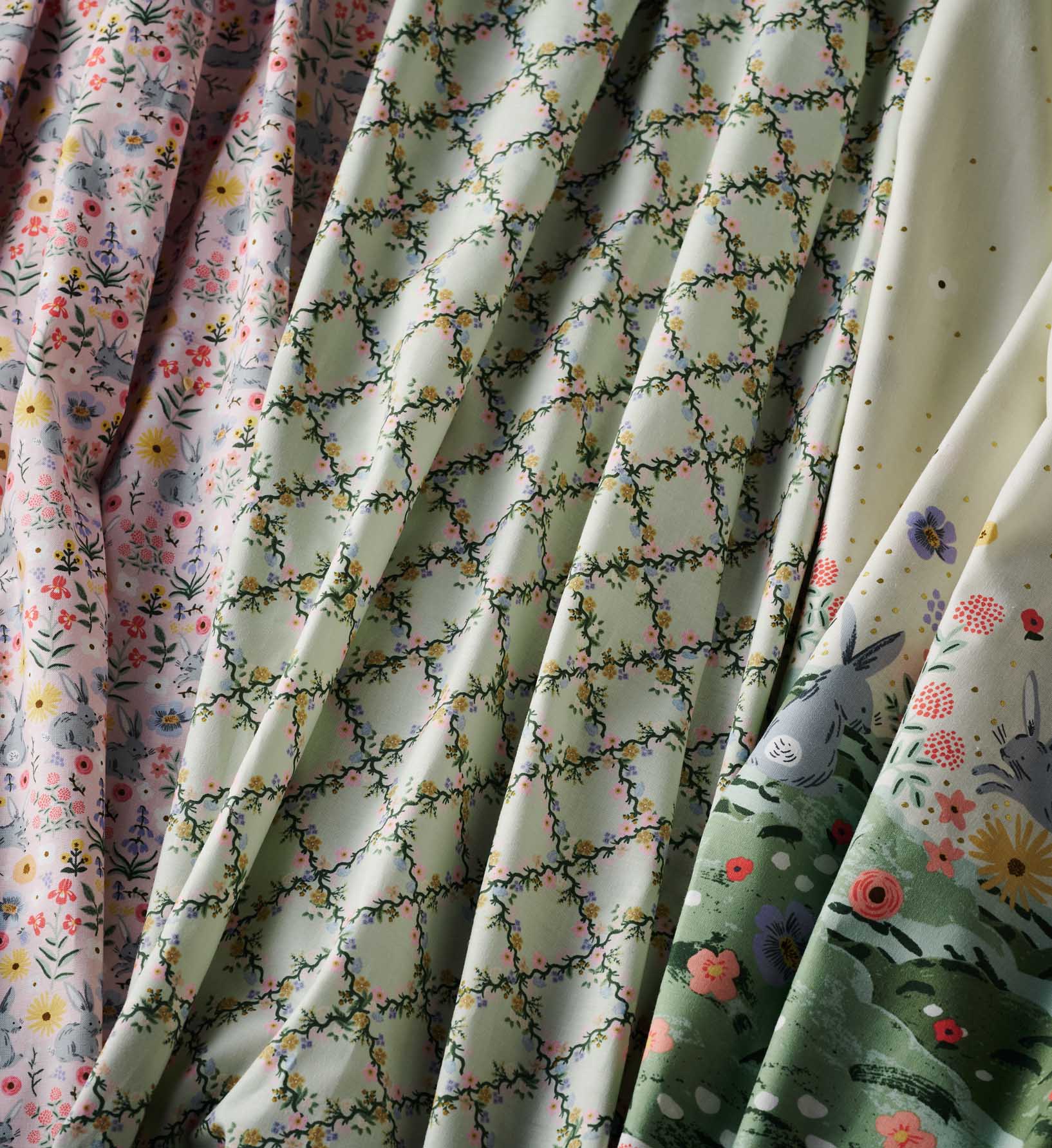 Floral Trellis Cotton Fabric - Green - Image 2