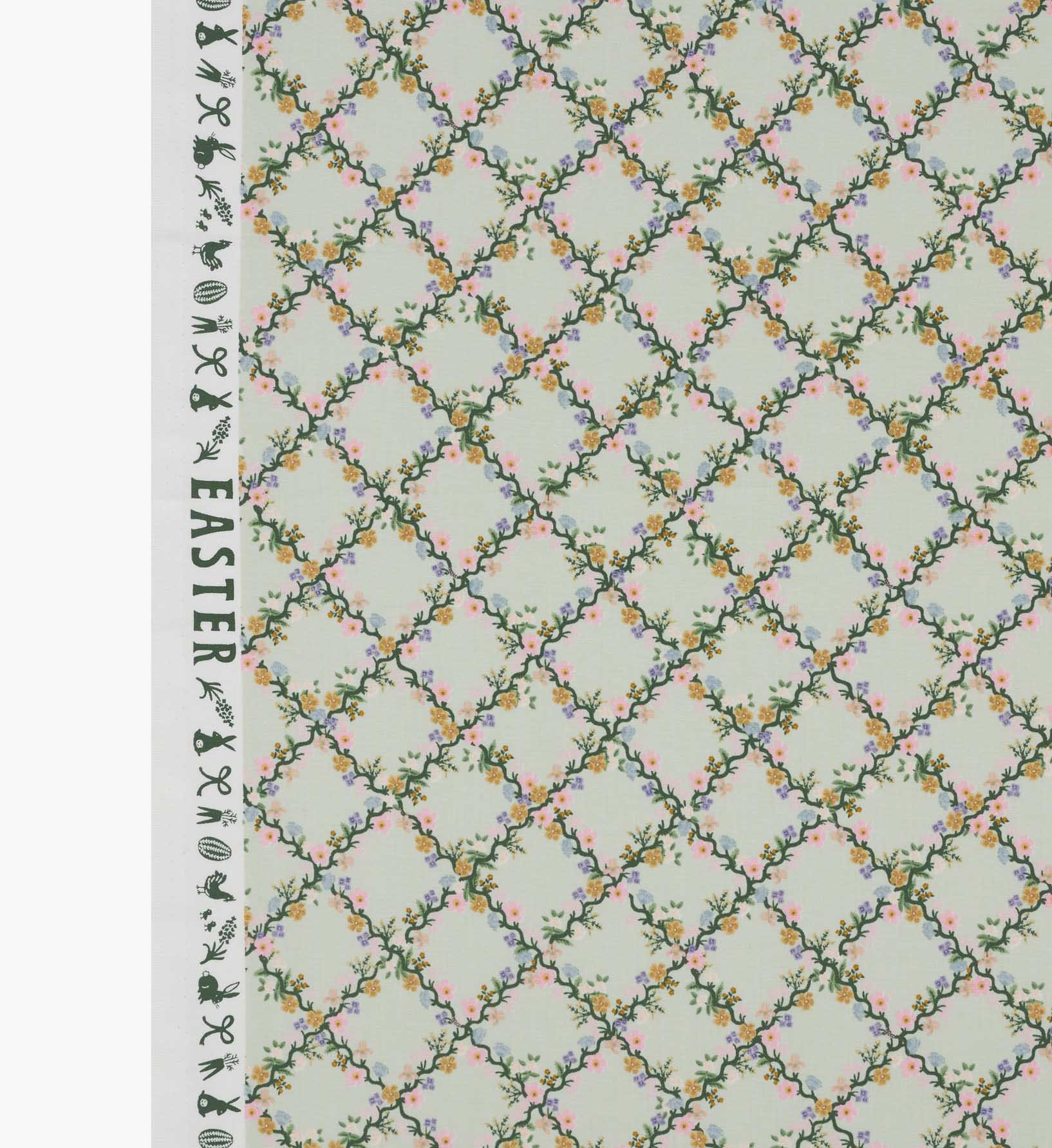Floral Trellis Cotton Fabric - Green - Image 5