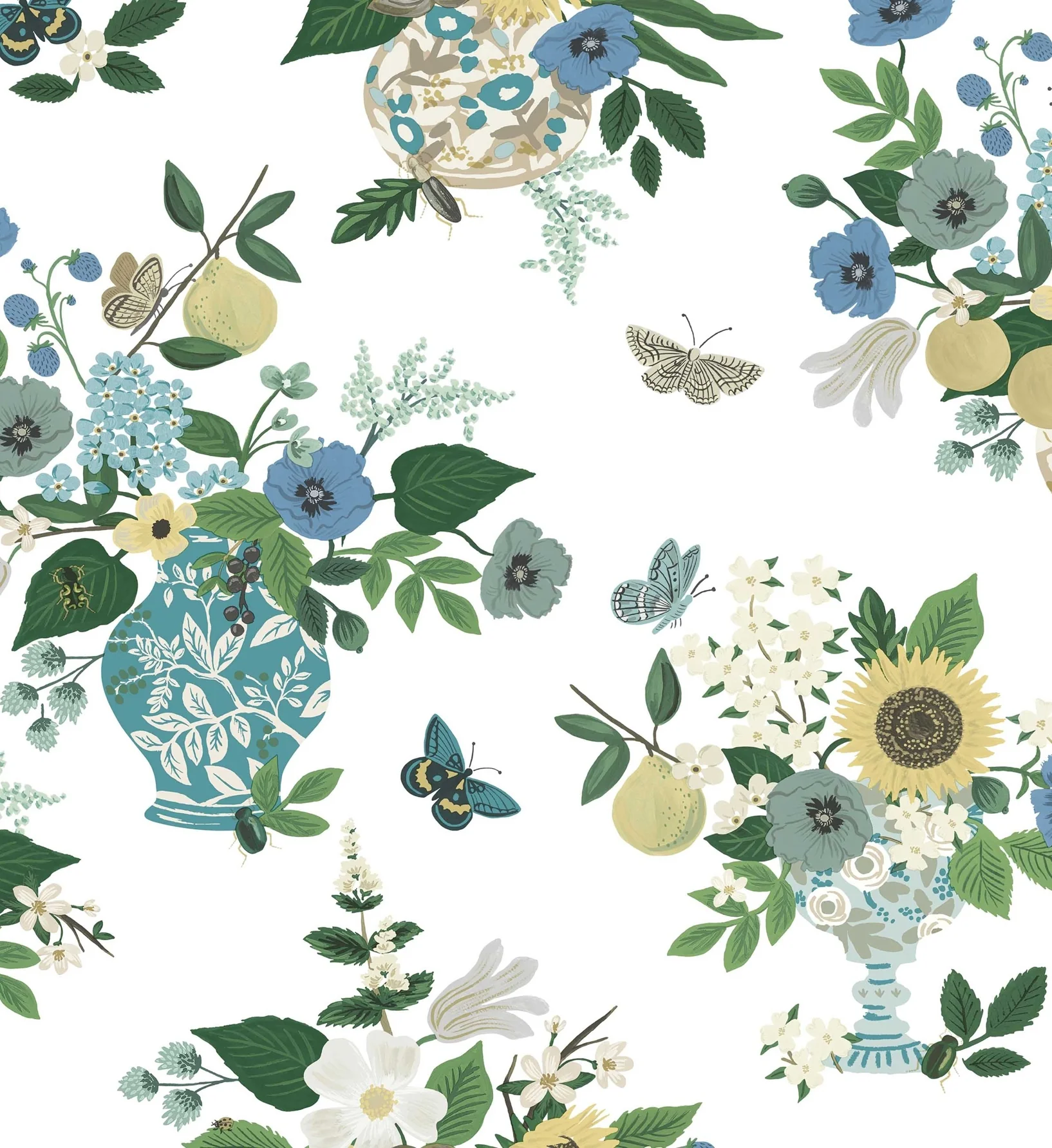 Flower Studies Wallpaper - Blue Multi - Image 3
