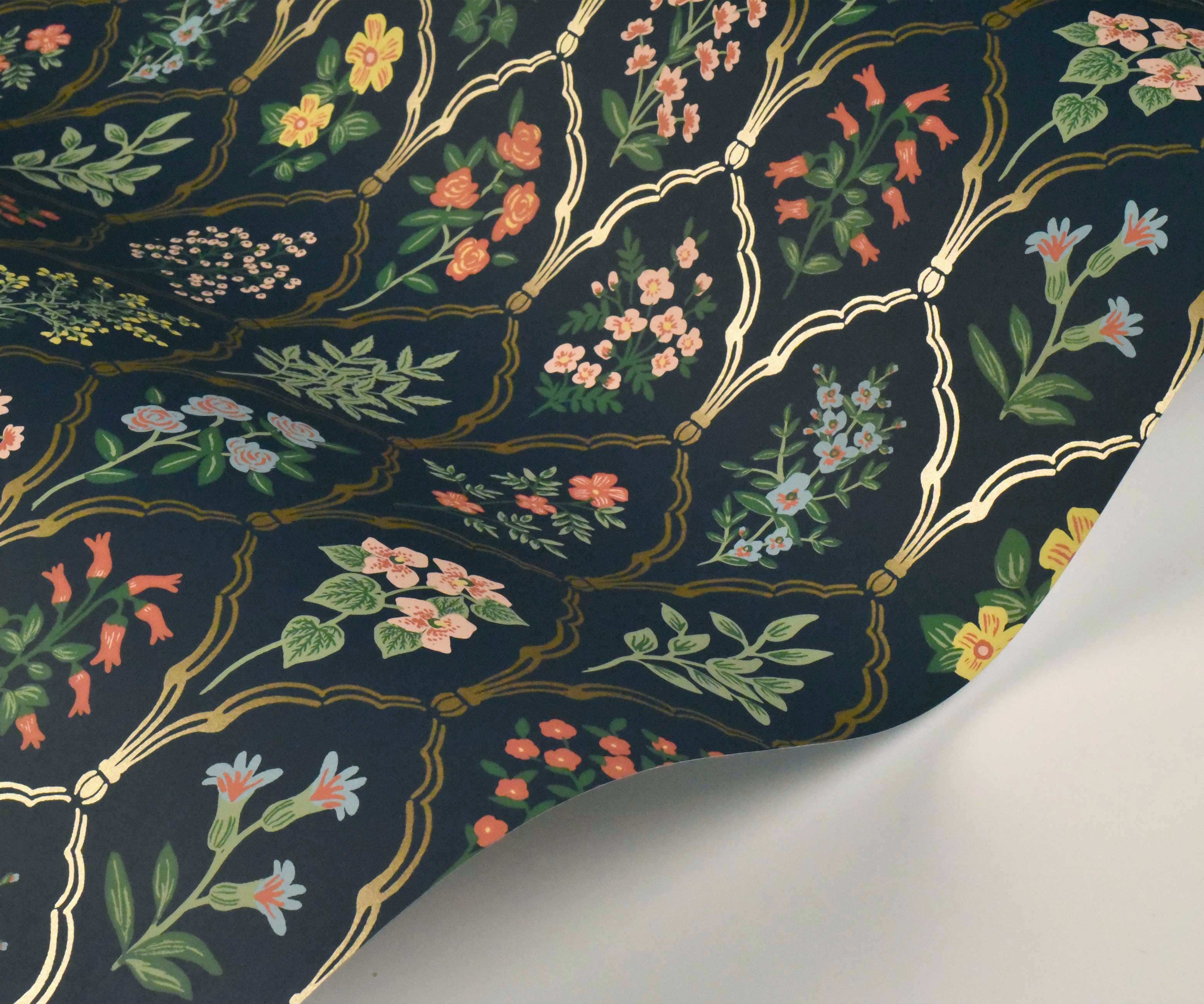 Hawthorne Wallpaper Sample - Navy Multi - Image 2