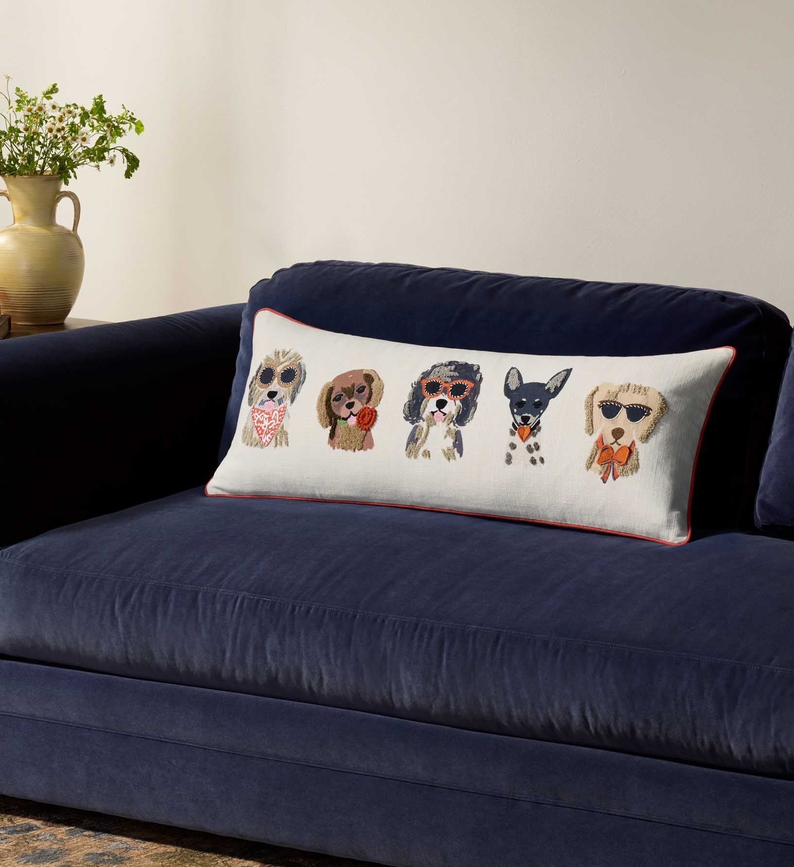 Hot Dogs Embroidered Lumbar Pillow - White - Image 2