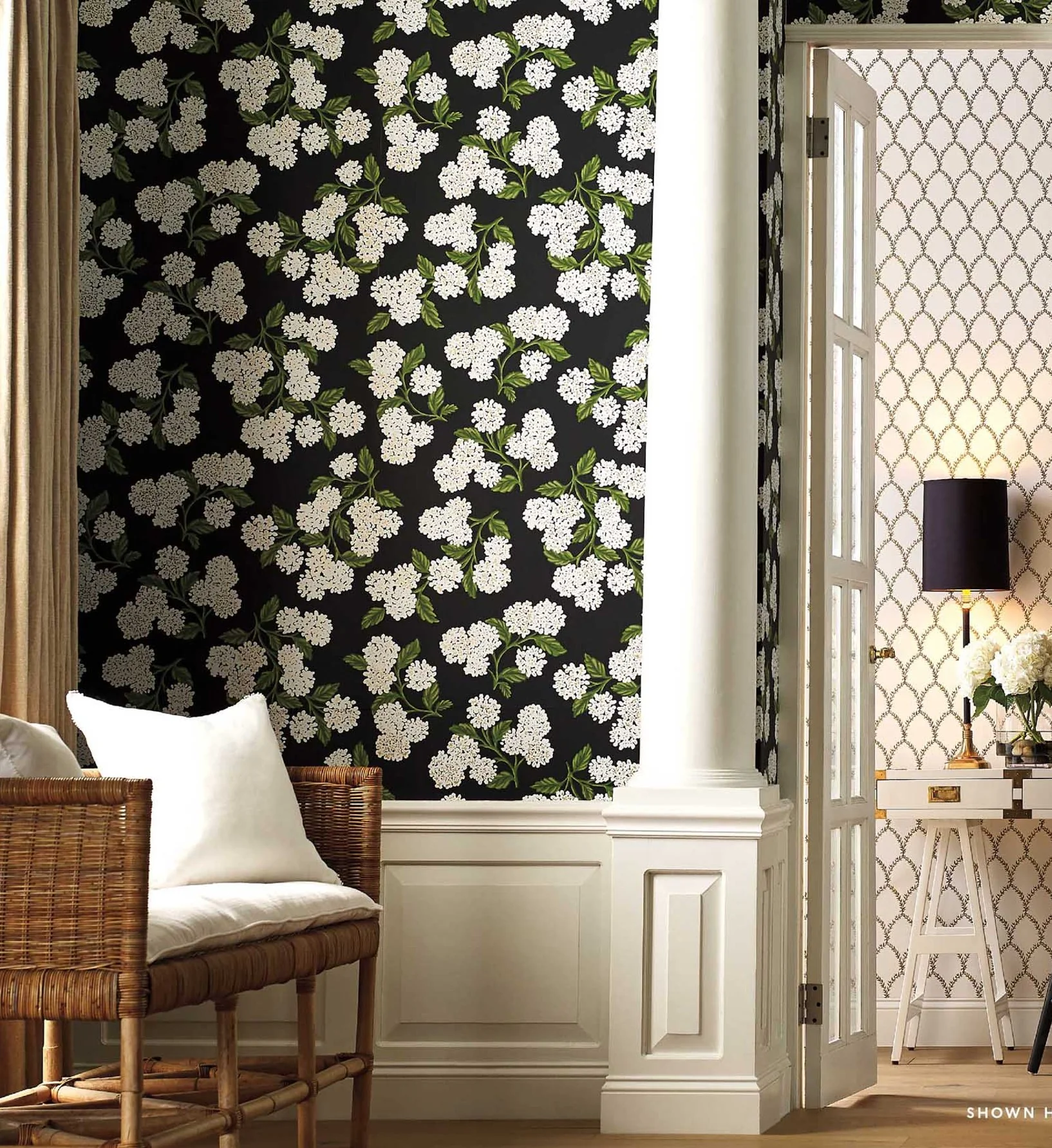 Hydrangea Wallpaper - Black & White - Image 2