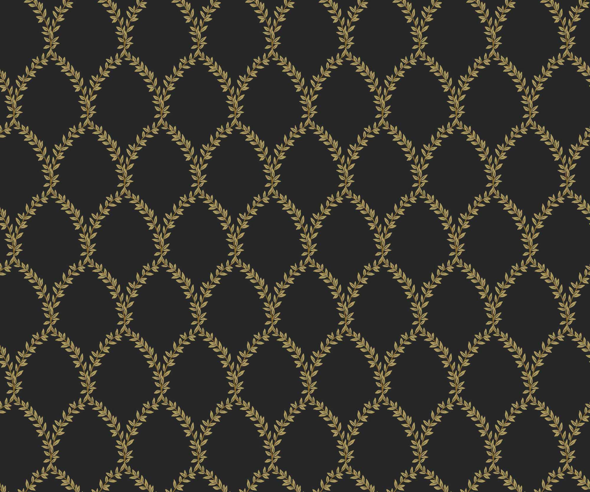 Laurel Wallpaper - Metallic Gold & Black - Image 3