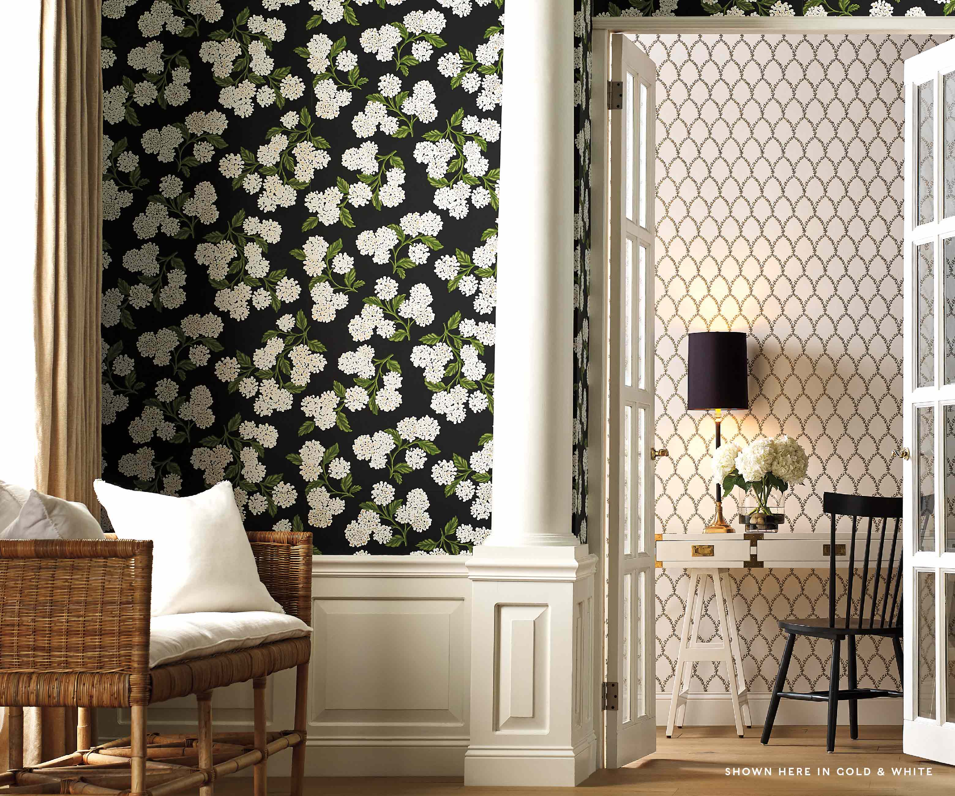 Laurel Wallpaper Sample - Navy - Image 3