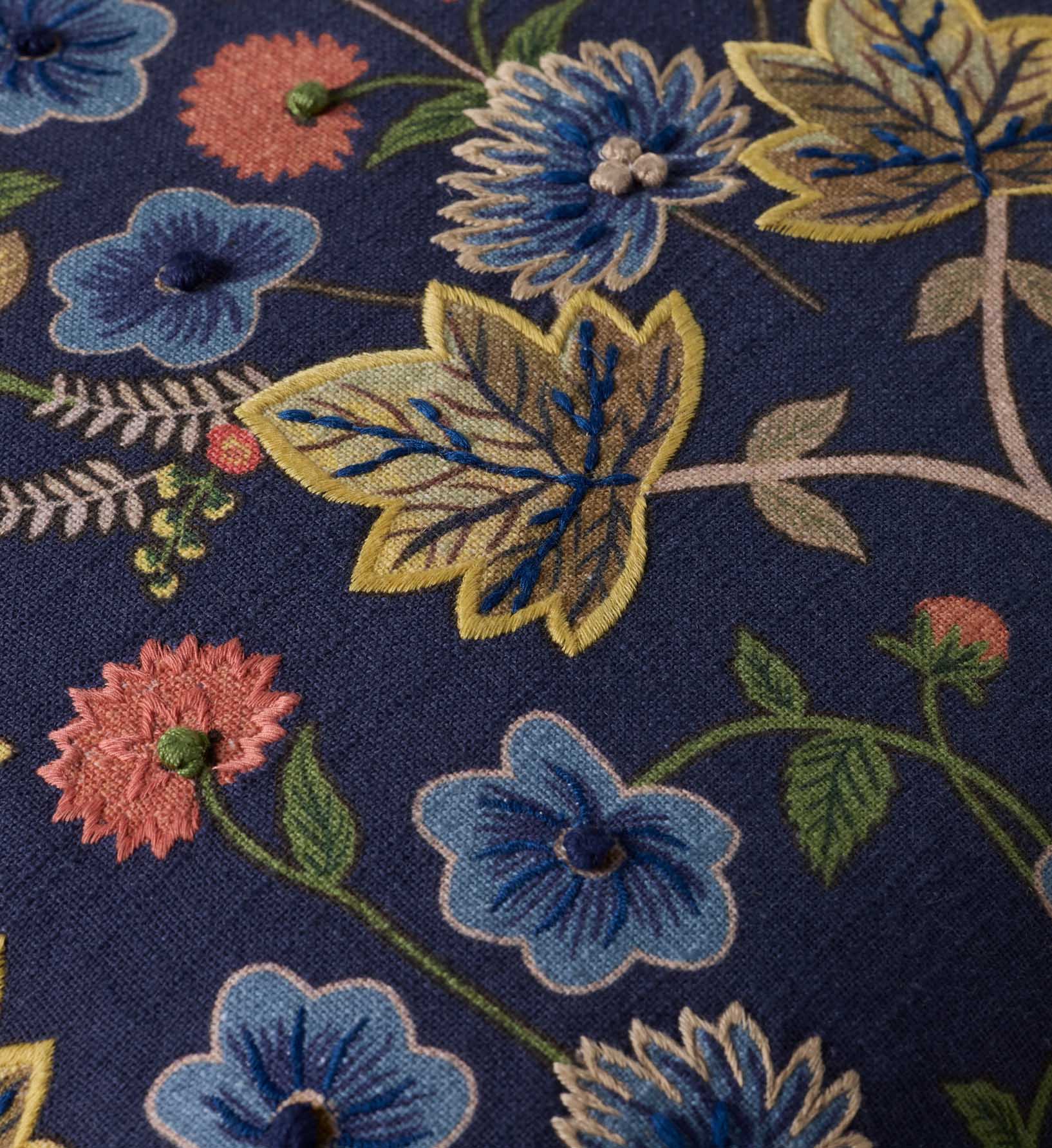 Maple Embroidered Pillow - Blue - Image 3