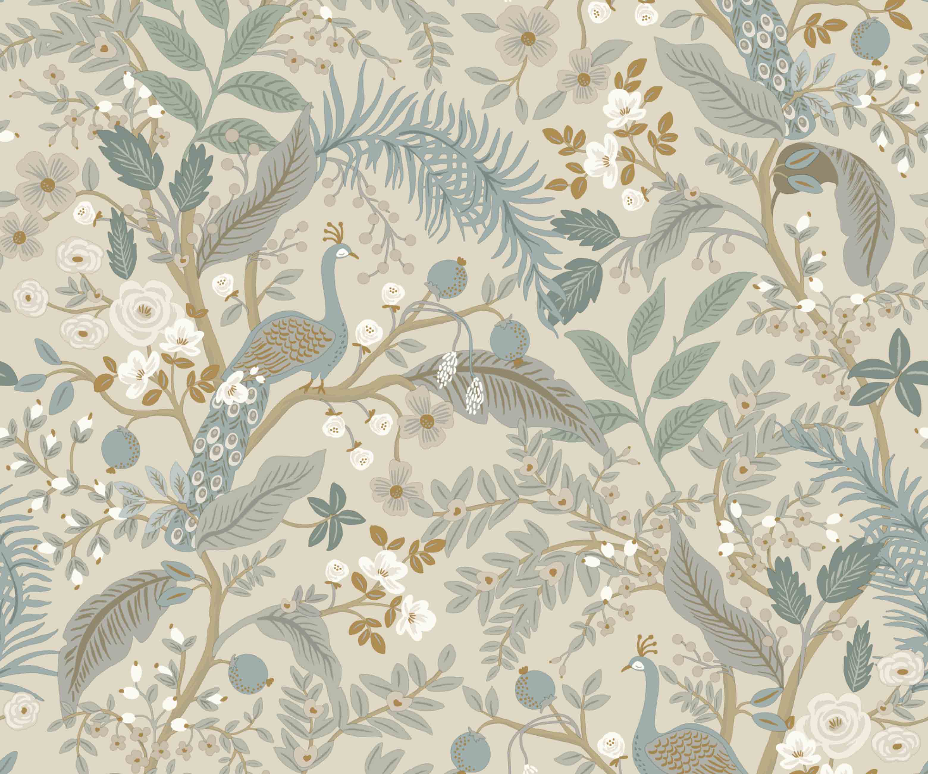 Peacock Garden Peel & Stick Wallpaper - Linen - Image 3