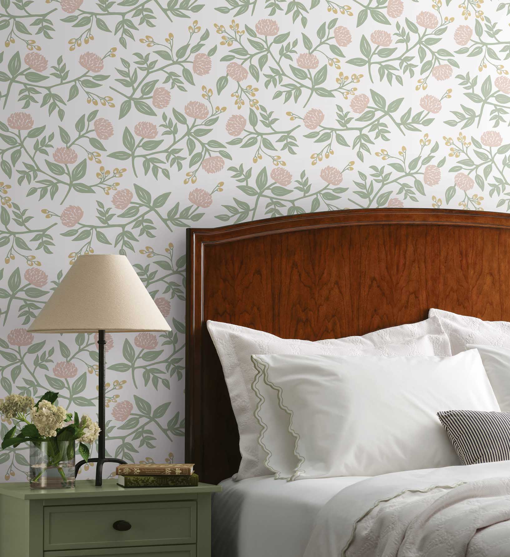 Peonies Peel & Stick Wallpaper - Blush - Image 2