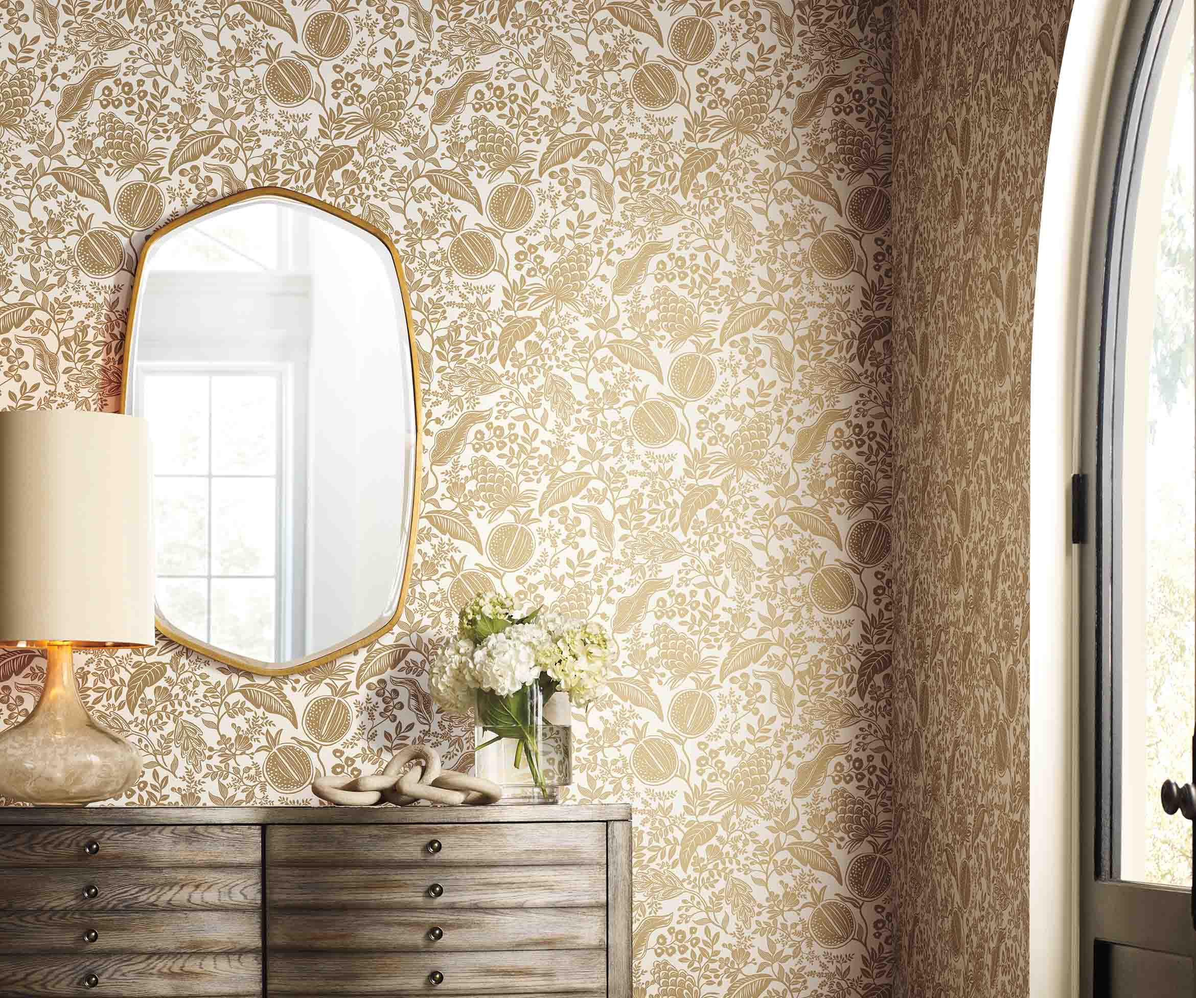 Pomegranate Wallpaper Sample - White & Metallic Gold - Image 3