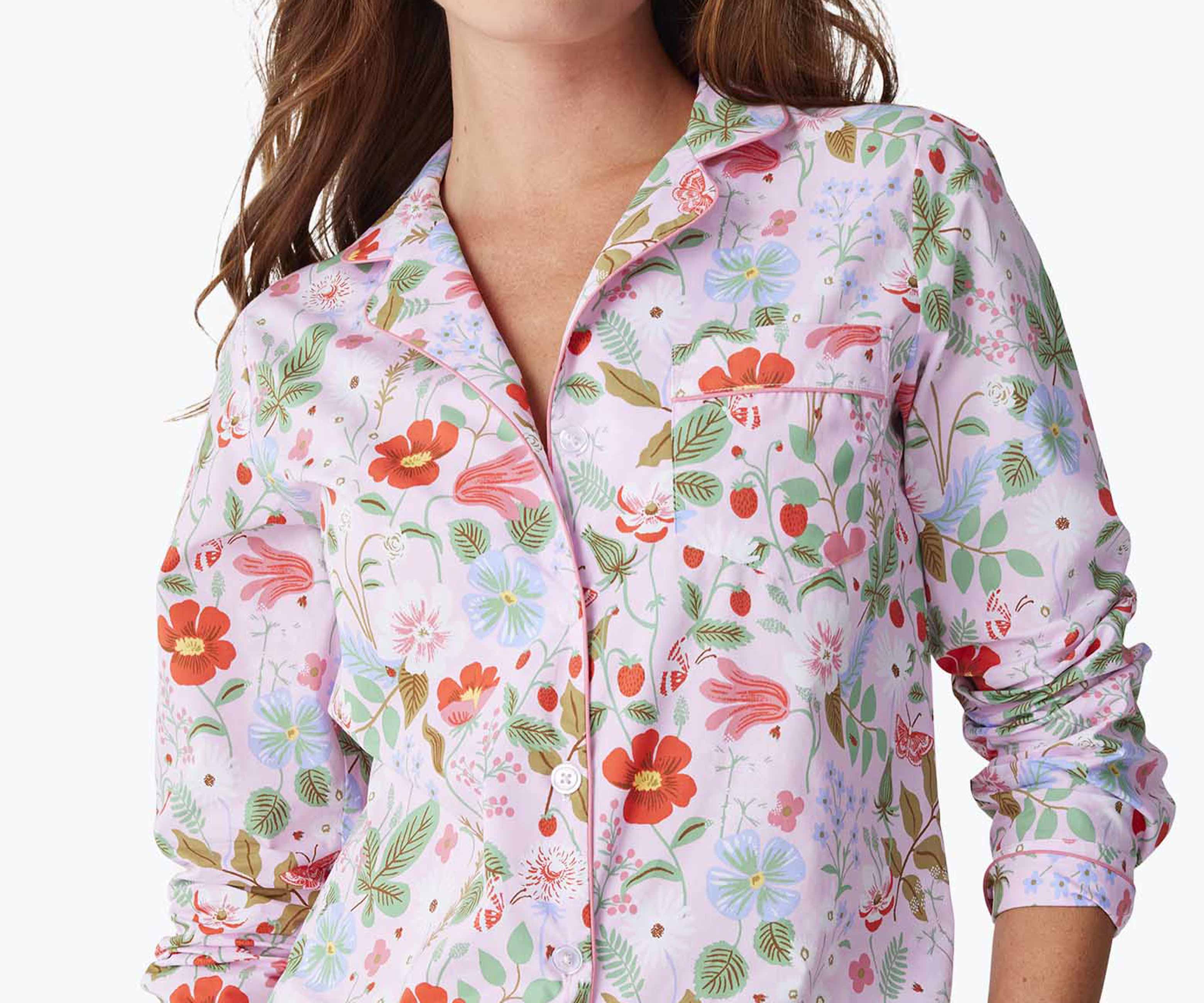 Poplin Button Front Long Set - Strawberry Fields - Image 3