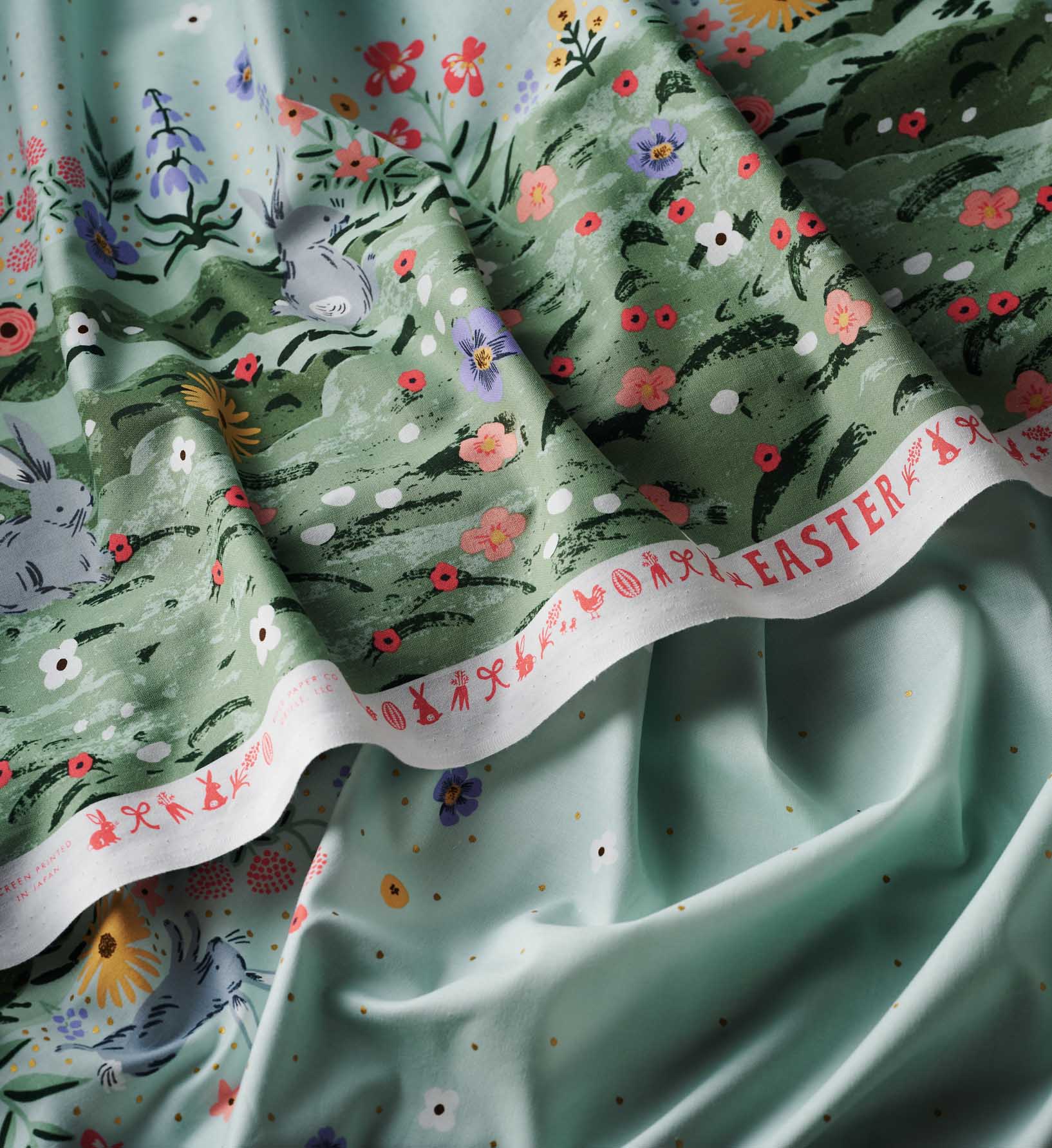Spring Meadow Cotton Metallic Fabric - Green - Image 2