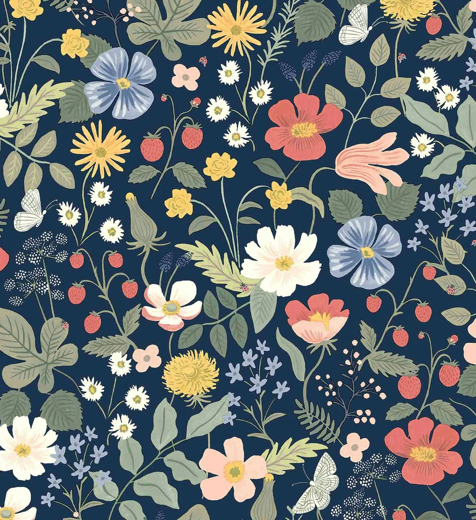 Strawberry Fields Wallpaper - Navy - Image 3