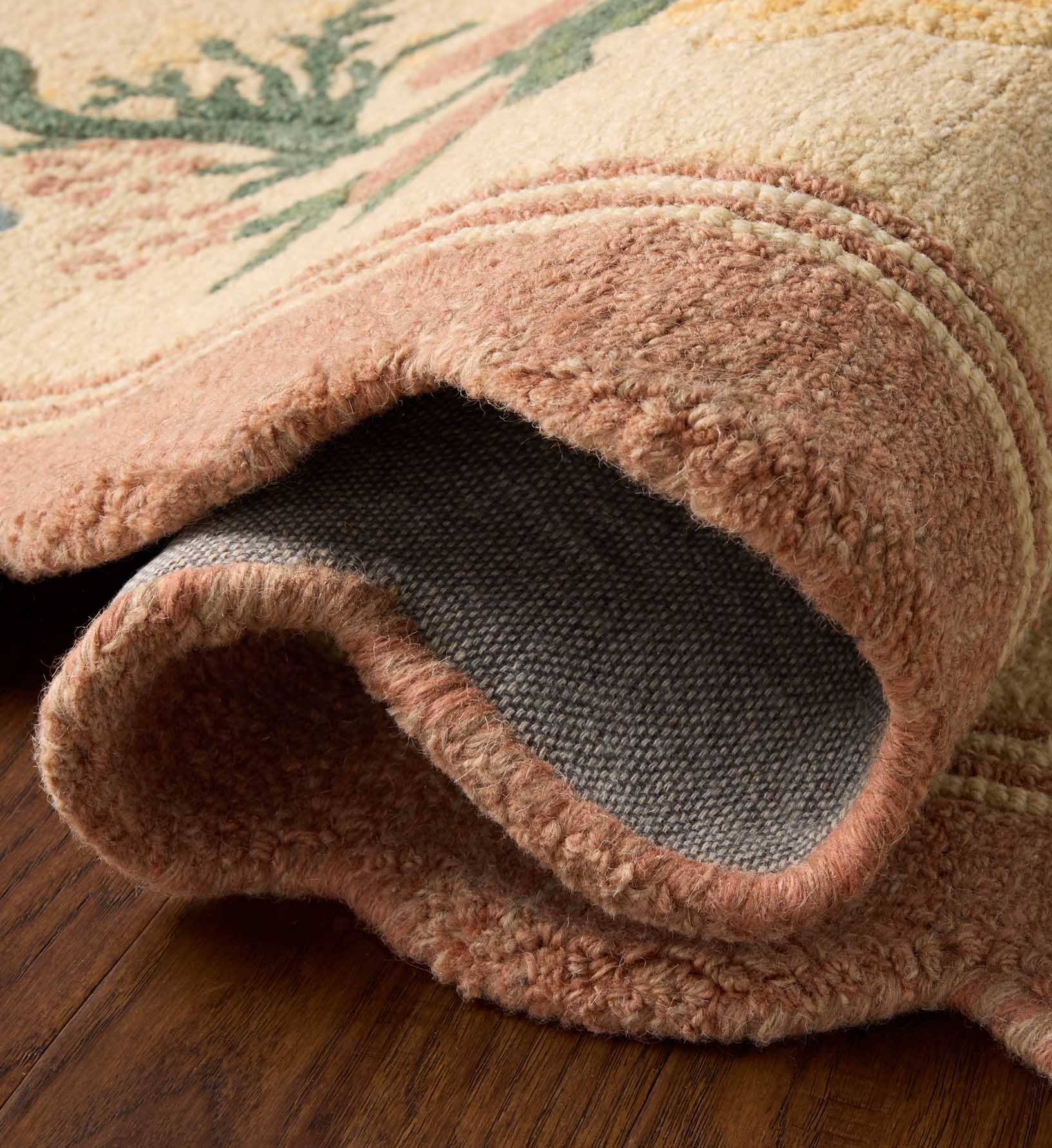 Thistle Wool Hooked Rug - Blush - Image 3