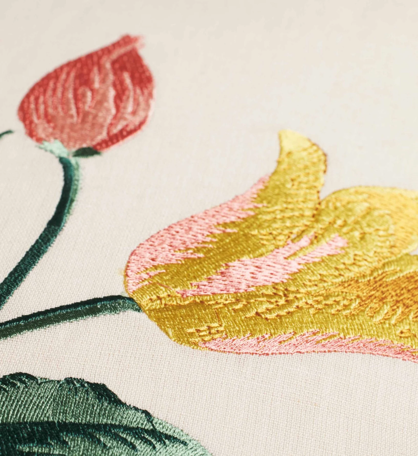 Tulips Embroidered Pillow - Multi - Image 3