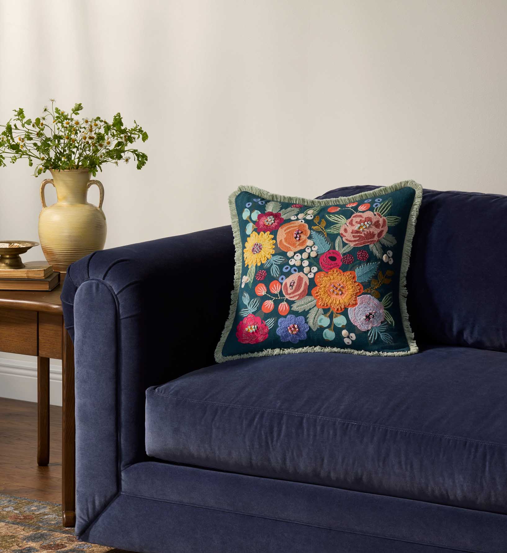 Vintage Garden Embroidered Pillow - Multi - Image 2