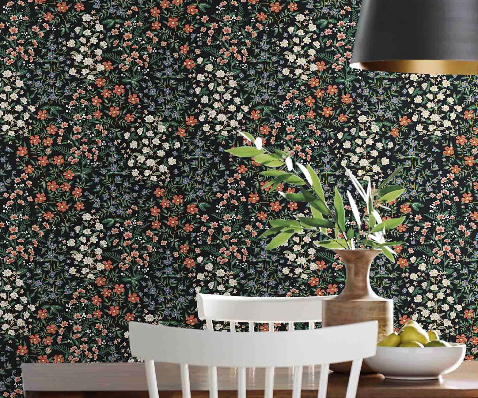 Wildwood Garden Wallpaper Sample - Black - Image 3