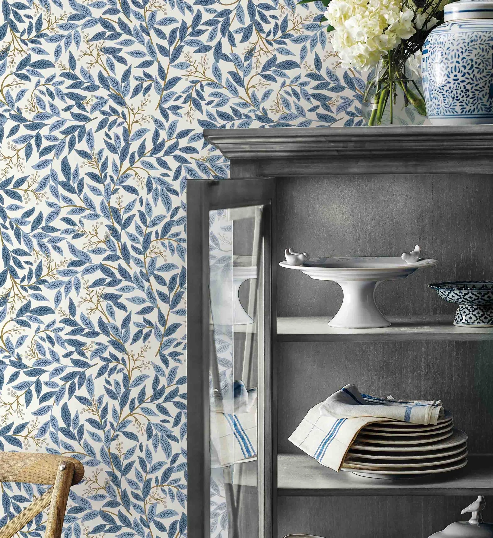 Willowberry Peel & Stick Wallpaper - Blue & White - Image 2